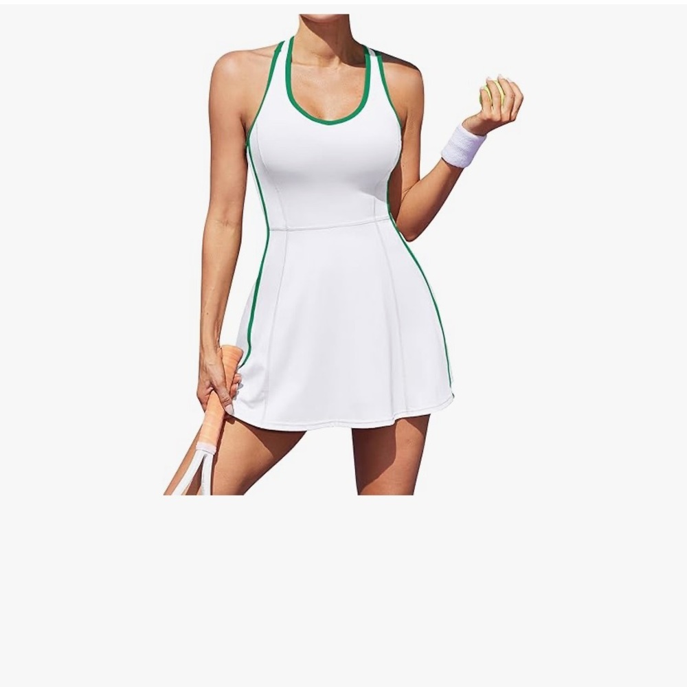 White and Green Tennis Dress